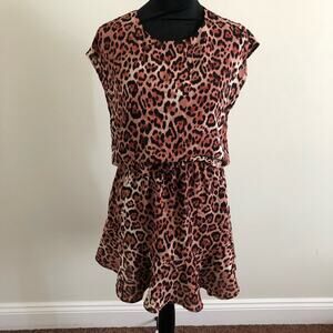 Three Eighty Two Women's Leopard Print Dress Size S, Short Sleeve Mini Dress NWT